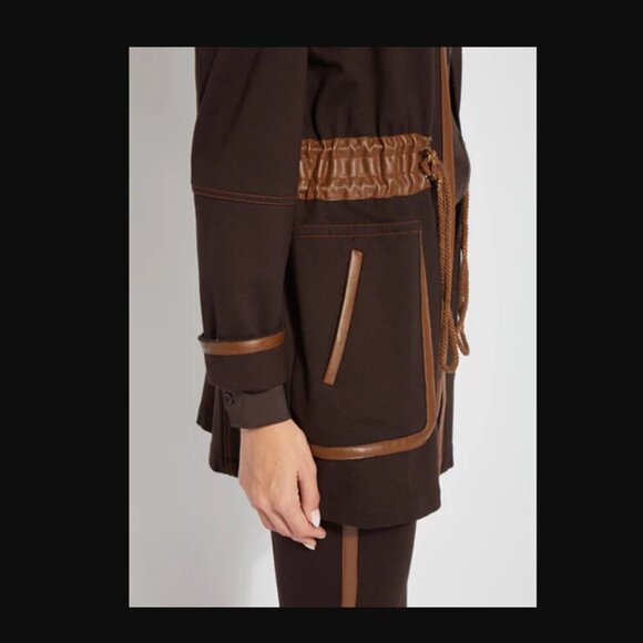 Lysse Margaret Jacket - Brown with Faux Leather Trim - Small - Picture 3 of 16